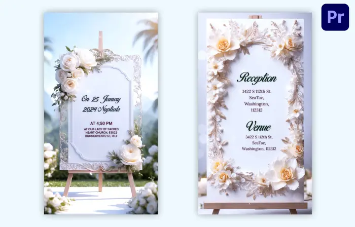 Classic Floral 3D Wedding Invitation Instagram Story